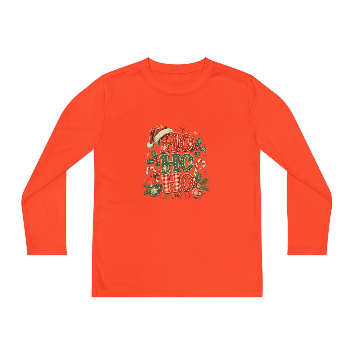 Kids Christmas Long Sleeve Tee — 'Ho Ho Ho' Holiday Graphic