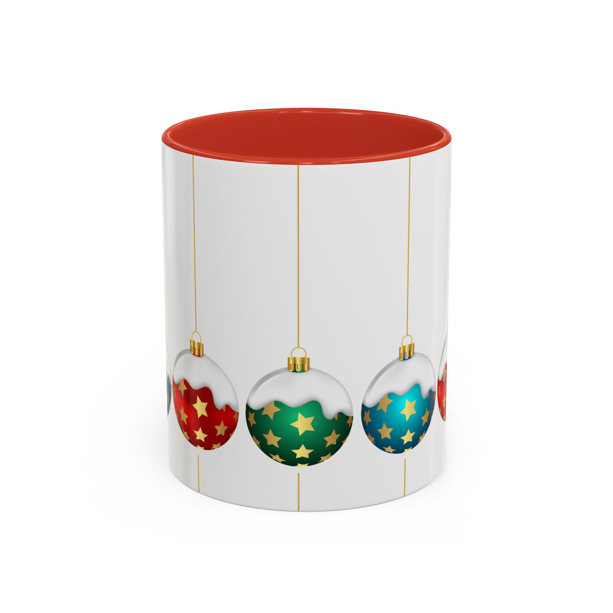 Holiday Ornament Accent Coffee Mug — Festive Christmas Baubles (11/15oz)