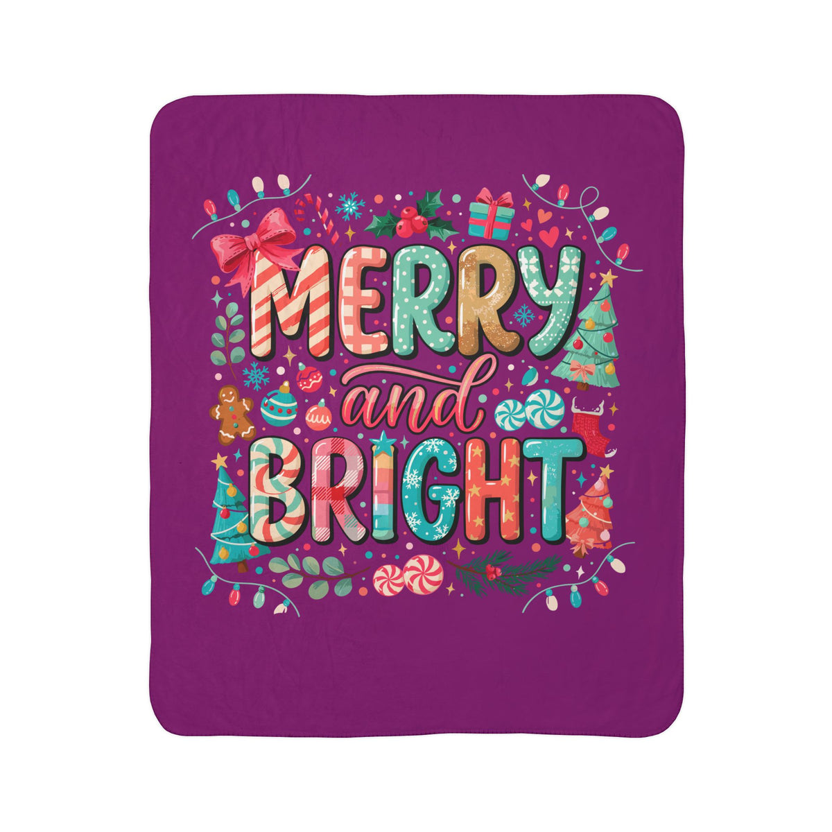 Merry and Bright Sherpa Blanket — Cozy Holiday Fleece Throw