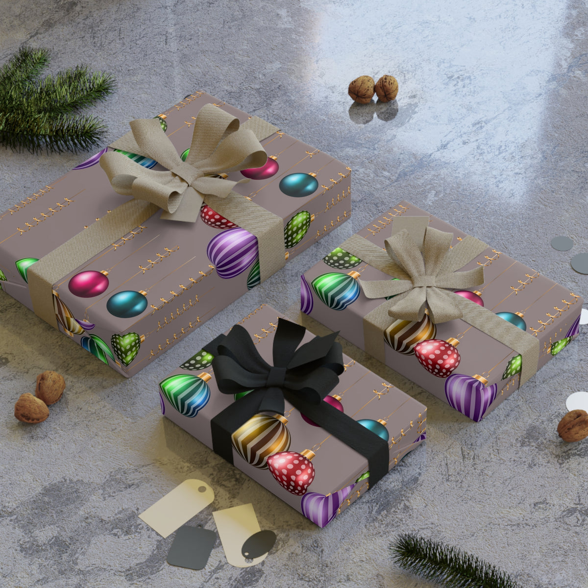 Christmas Ornaments Gift Wrap Roll — Festive Holiday Wrapping Paper
