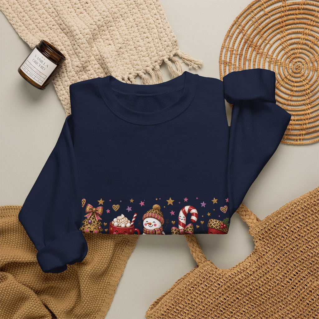 Christmas Crewneck Sweatshirt – Cute Festive Icons & "Merry Christmas" Design
