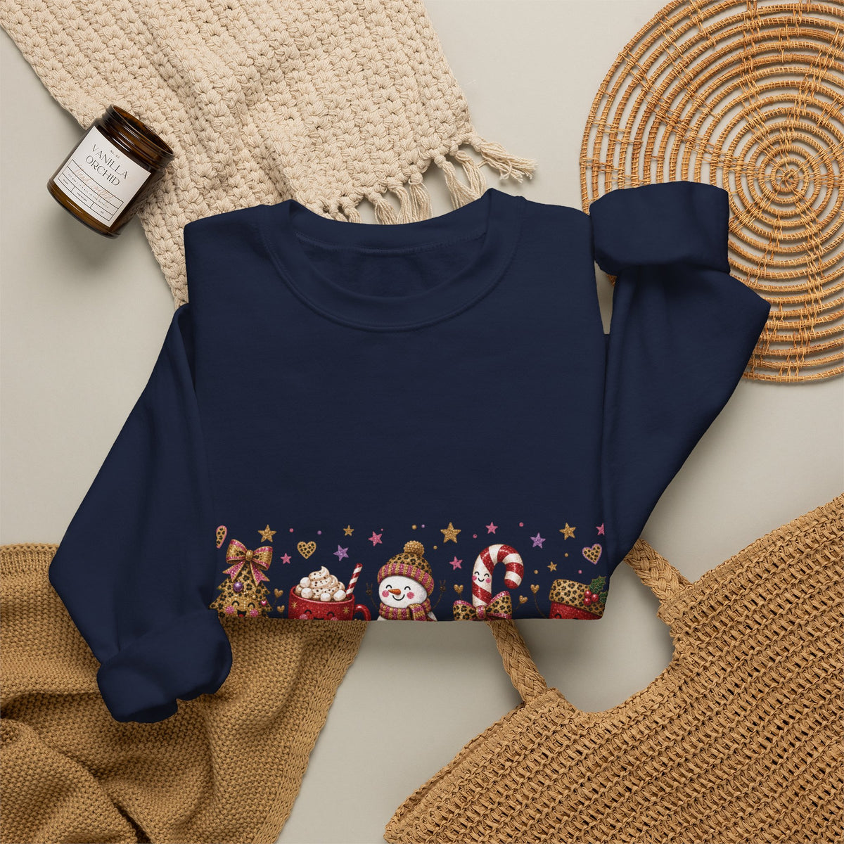 Christmas Crewneck Sweatshirt – Cute Festive Icons & "Merry Christmas" Design