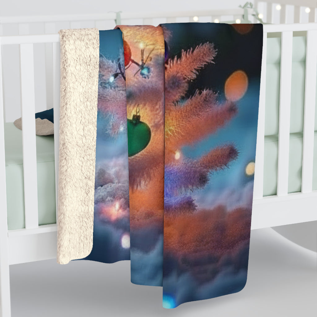 Christmas Tree Sherpa Blanket — Cozy Holiday Fleece Throw