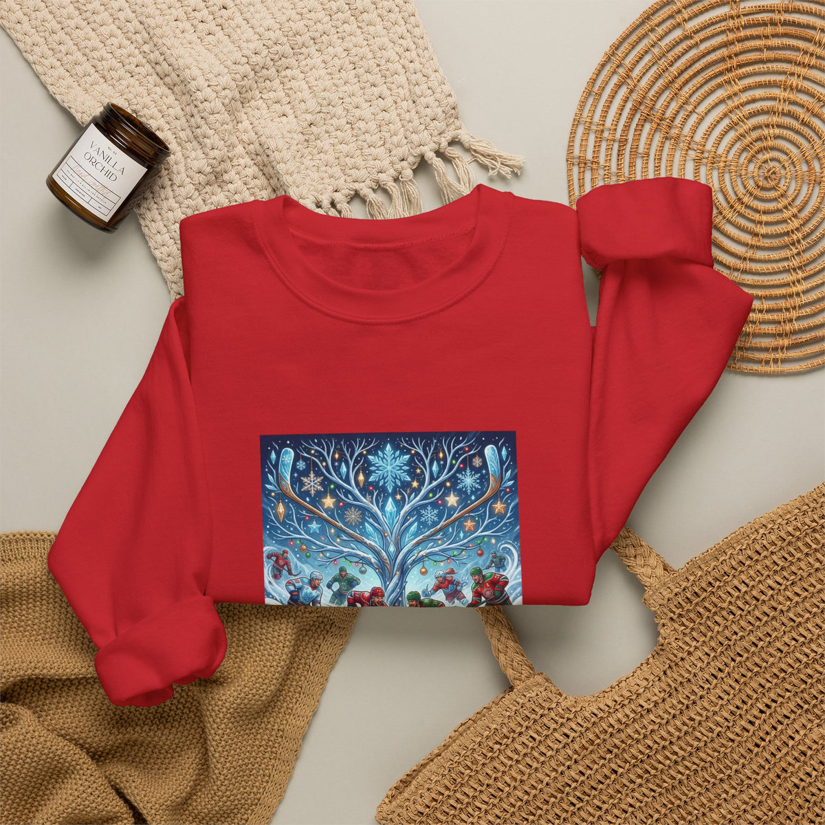 Holiday Snow Skate Crewneck Sweatshirt — Vintage Winter Ice Skaters Graphic
