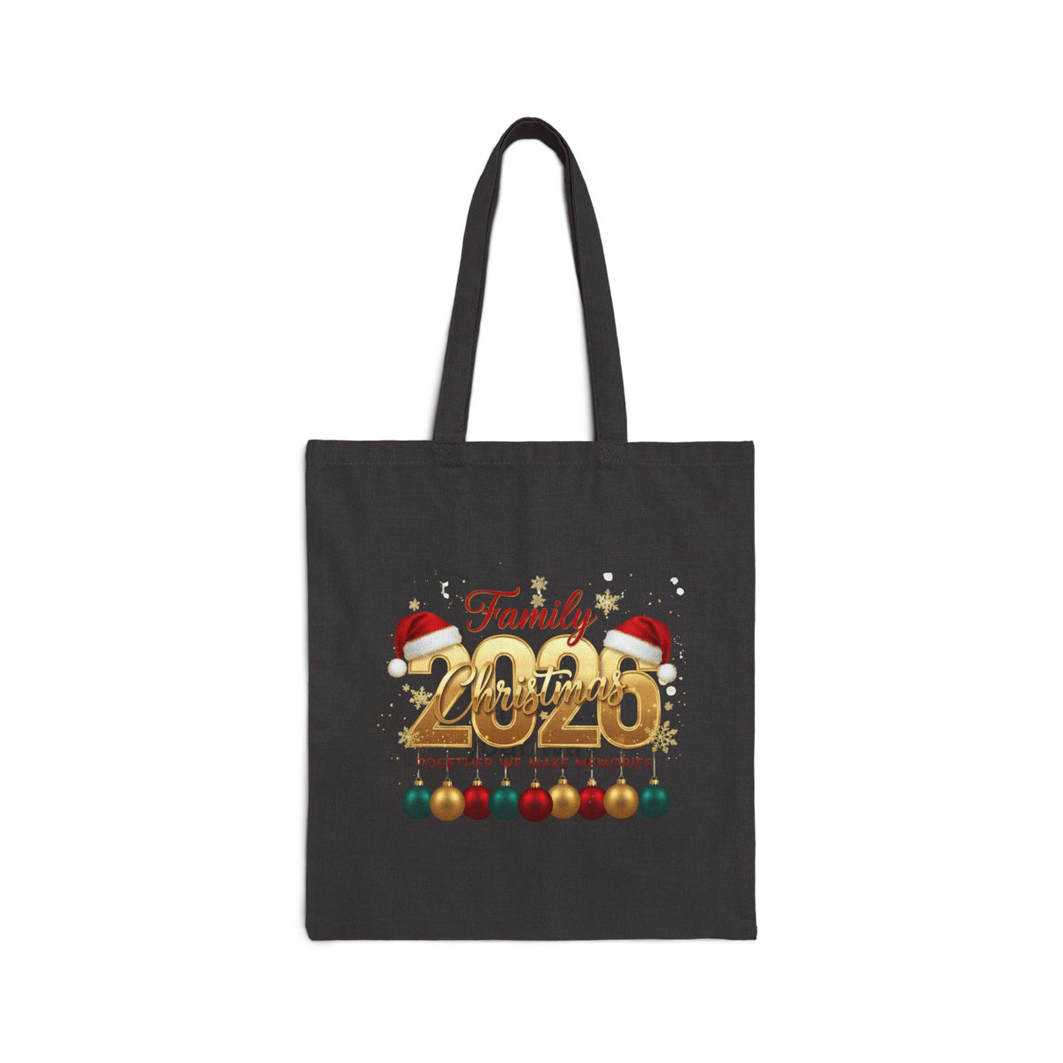 2026 Family Christmas Canvas Tote Bag — Personalized Holiday Ornament Design