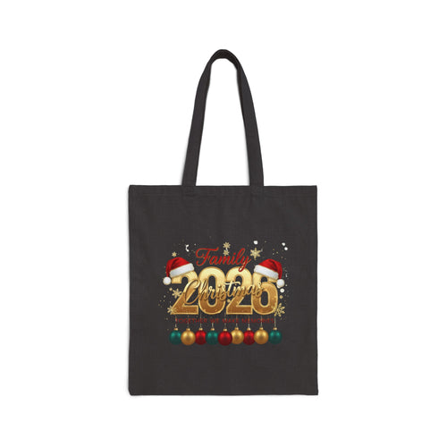 2026 Family Christmas Canvas Tote Bag — Personalized Holiday Ornament Design
