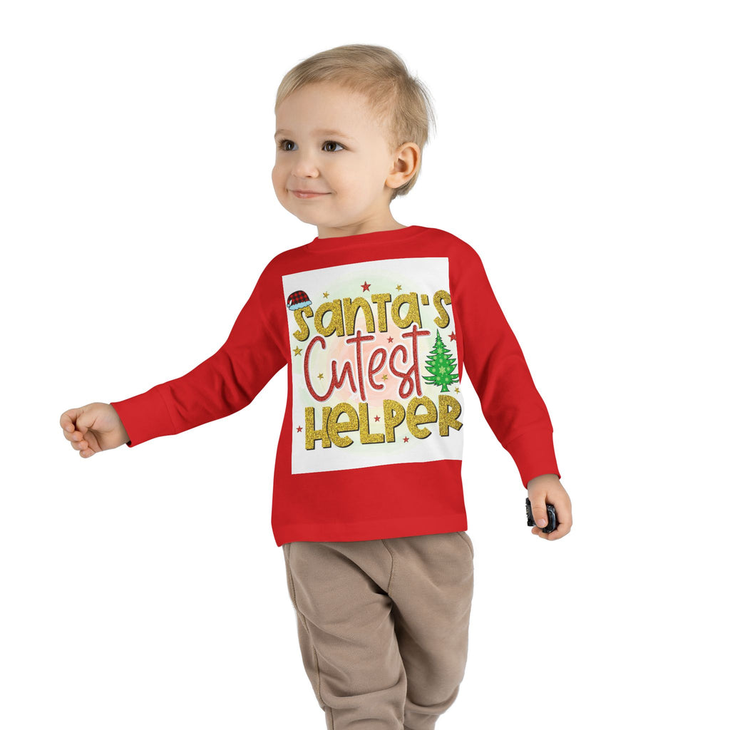 Santa's Cutest Helper Toddler Long Sleeve Tee