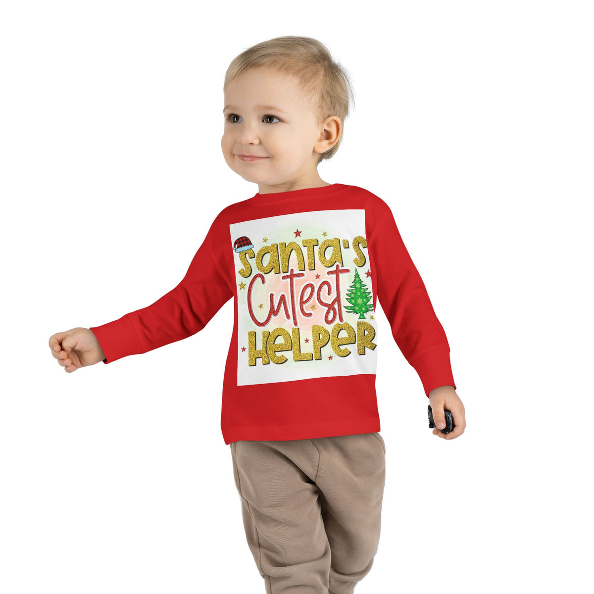 Santa's Cutest Helper Toddler Long Sleeve Tee