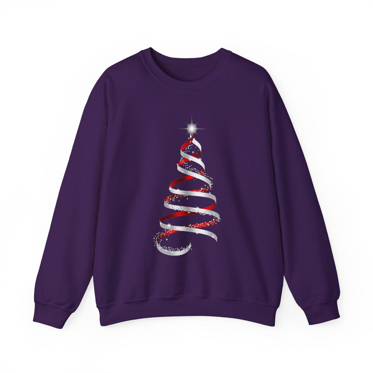 Minimal Red Ribbon Christmas Tree Sweatshirt