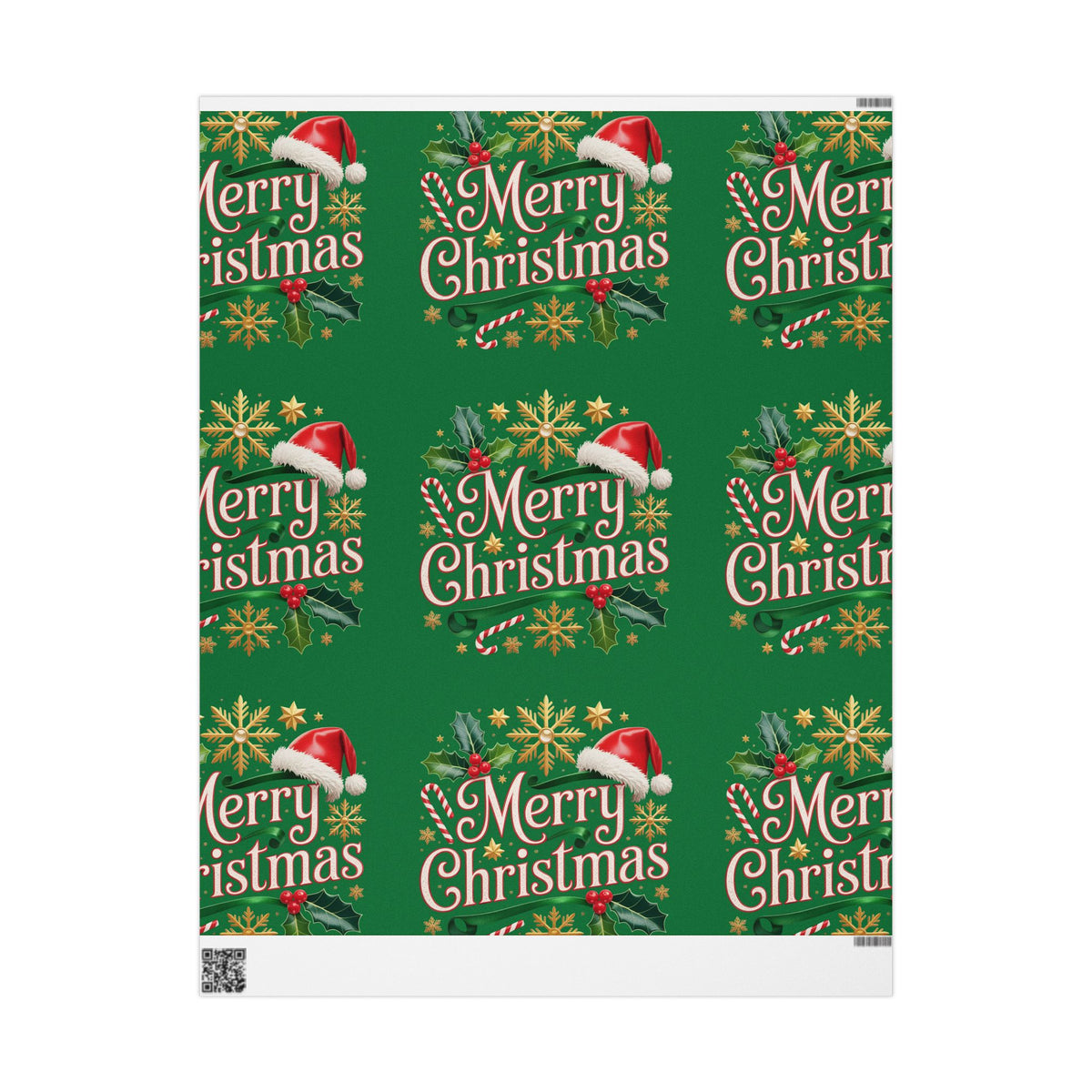Merry Christmas Wrapping Paper – Festive Holly & Santa Hat Gift Wrap