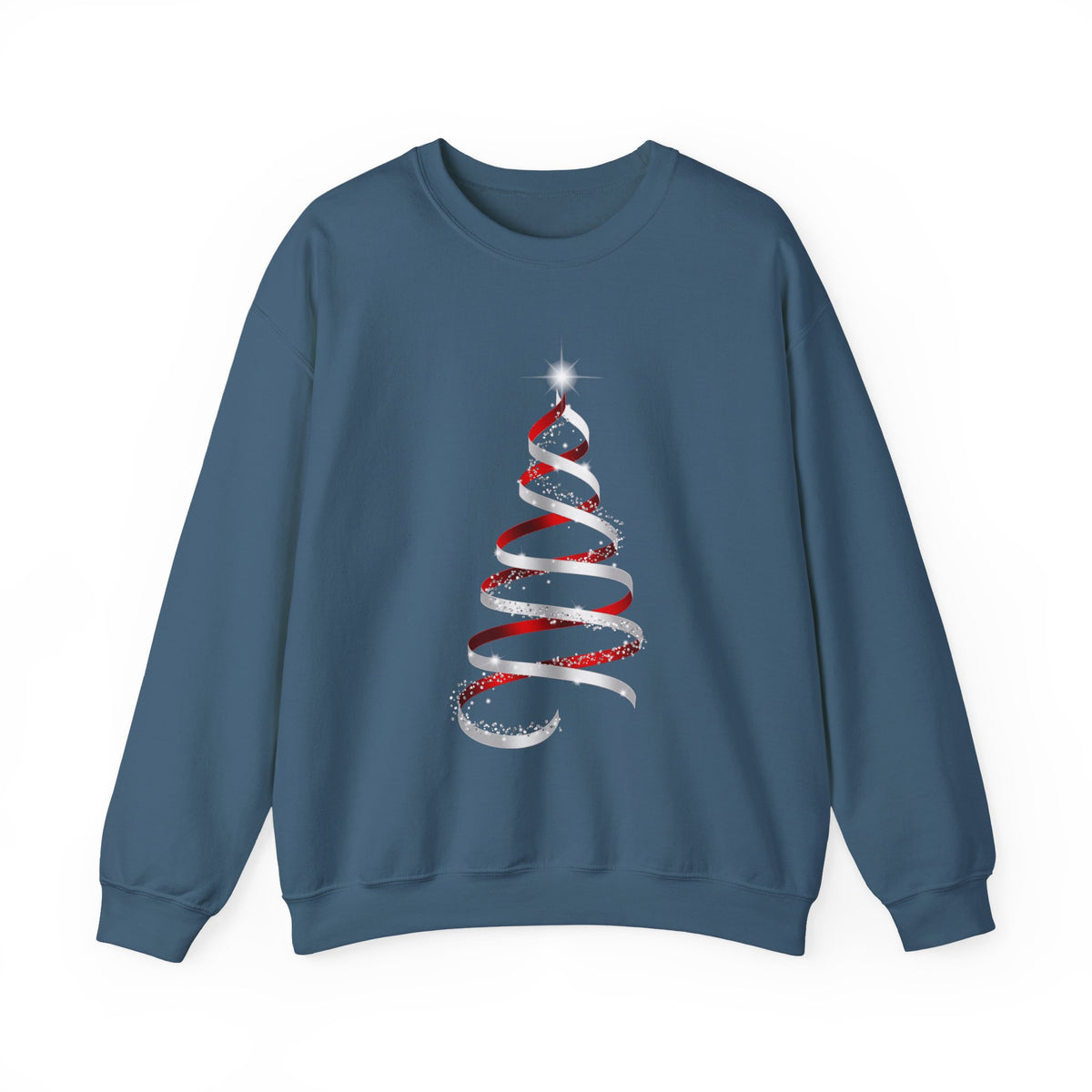 Minimal Red Ribbon Christmas Tree Sweatshirt