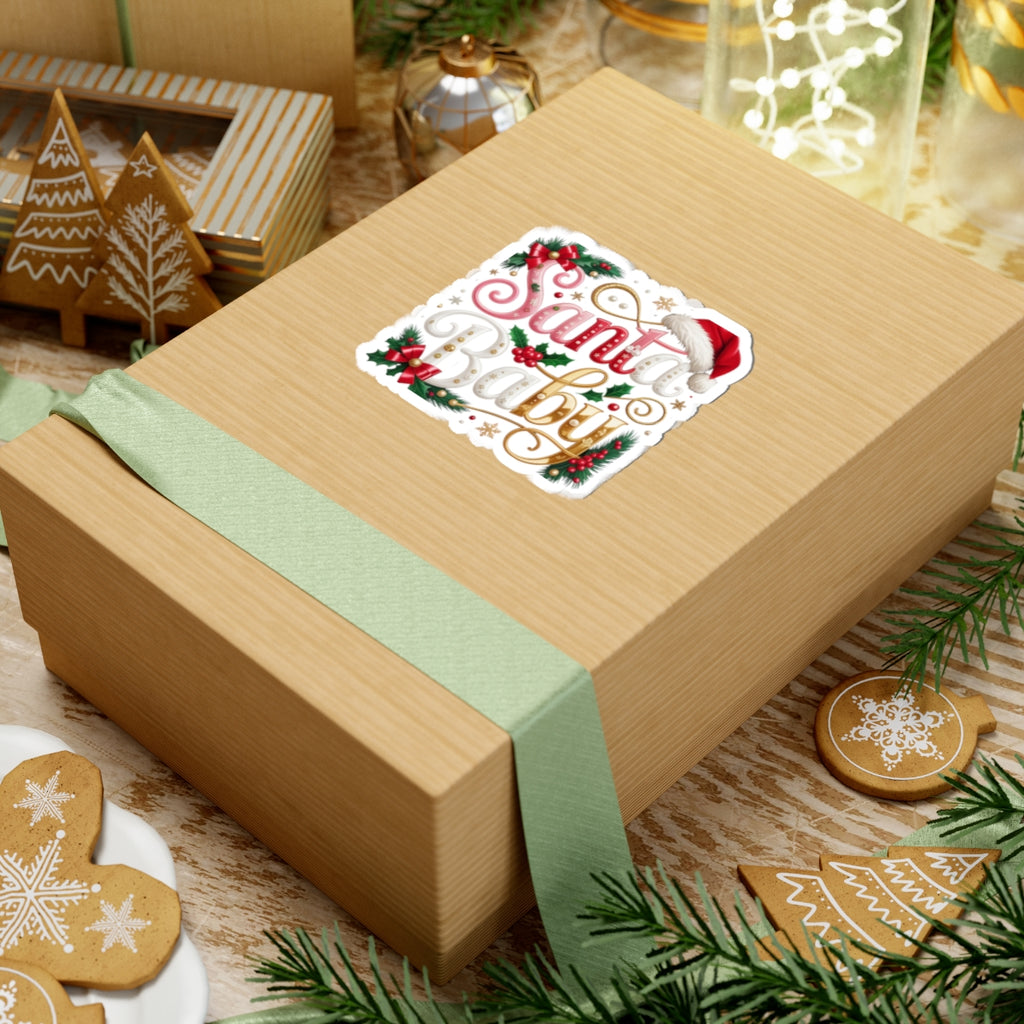 Santa Baby Christmas Sticker — Festive Kiss-Cut Holiday Decal