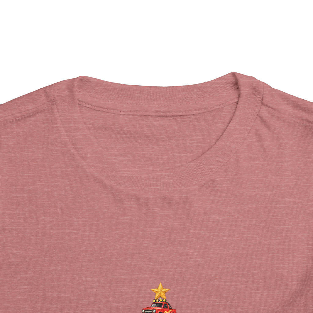 Toddler Tee — Colorful Monster Truck Christmas Tree Holiday Shirt