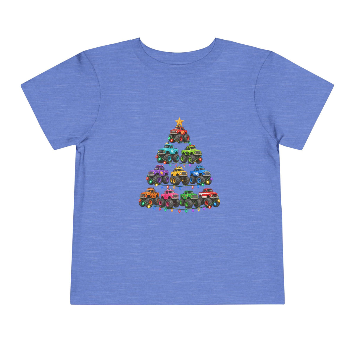 Toddler Tee — Colorful Monster Truck Christmas Tree Holiday Shirt