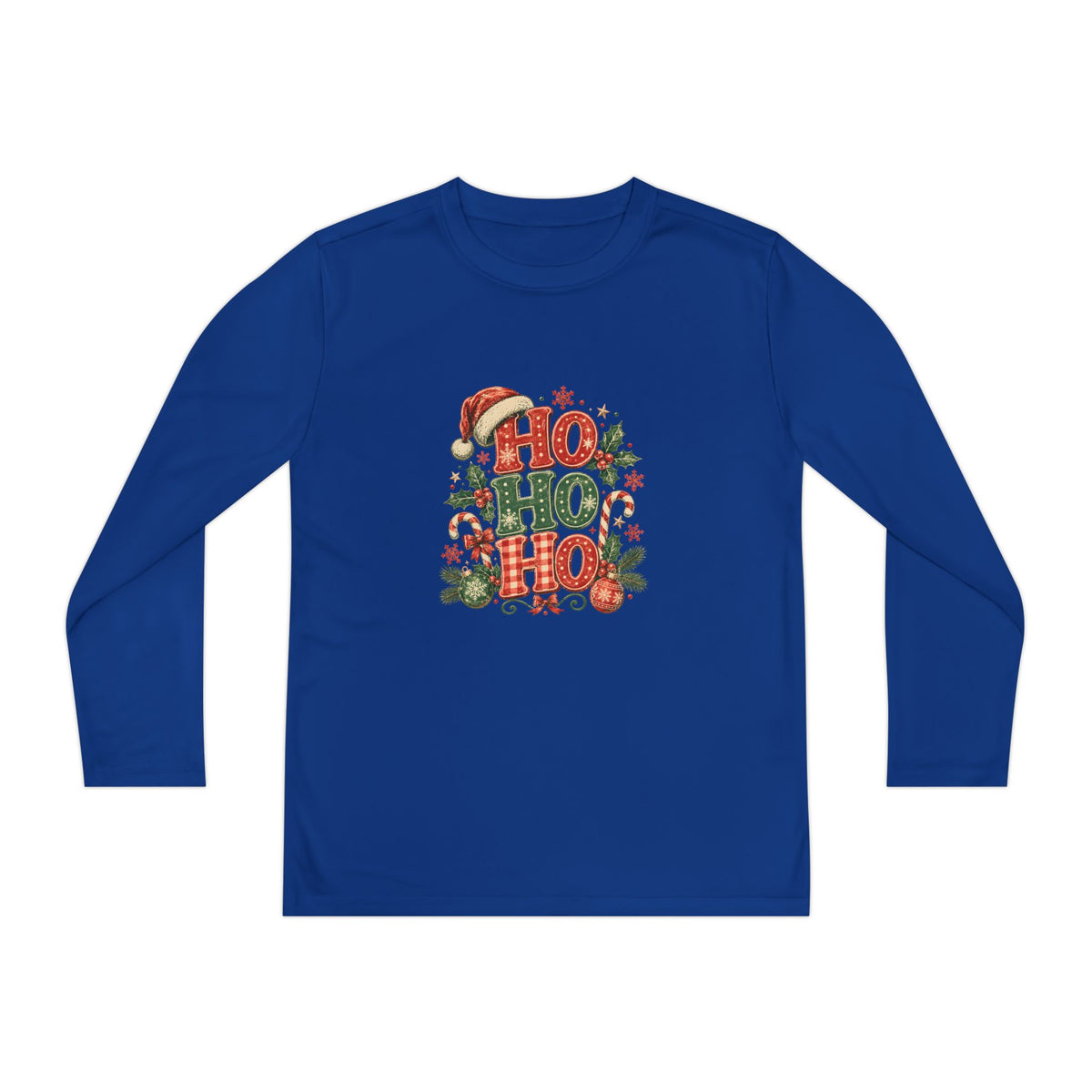Kids Christmas Long Sleeve Tee — 'Ho Ho Ho' Holiday Graphic