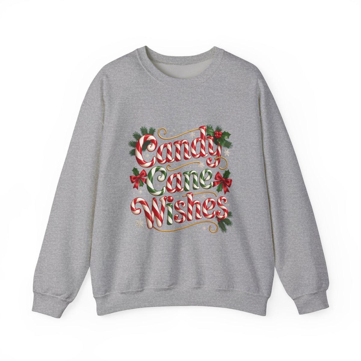 Crewneck Sweatshirt - "Candy Cane Wishes" Festive Holiday Sweater