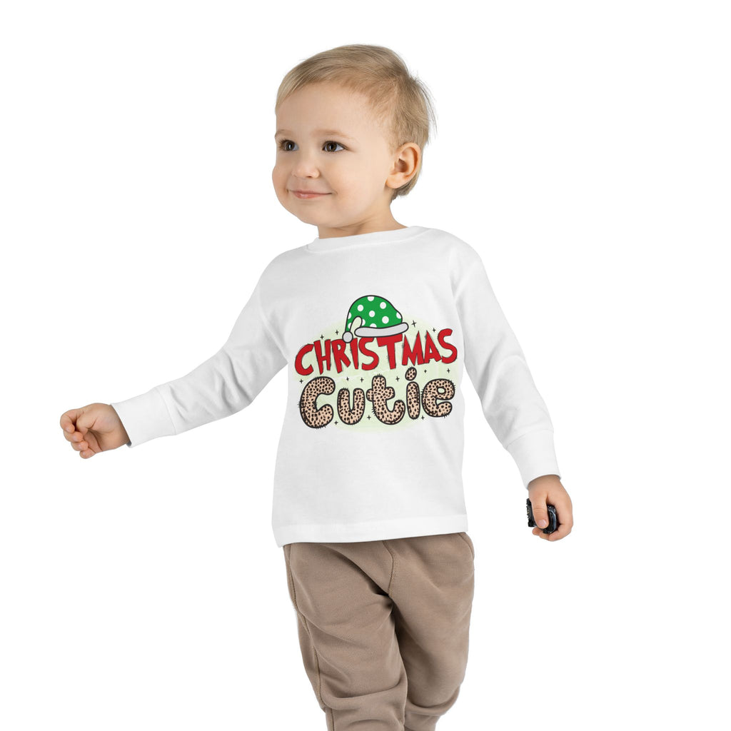 Toddler Long Sleeve Tee — "Christmas Cutie" Holiday Shirt