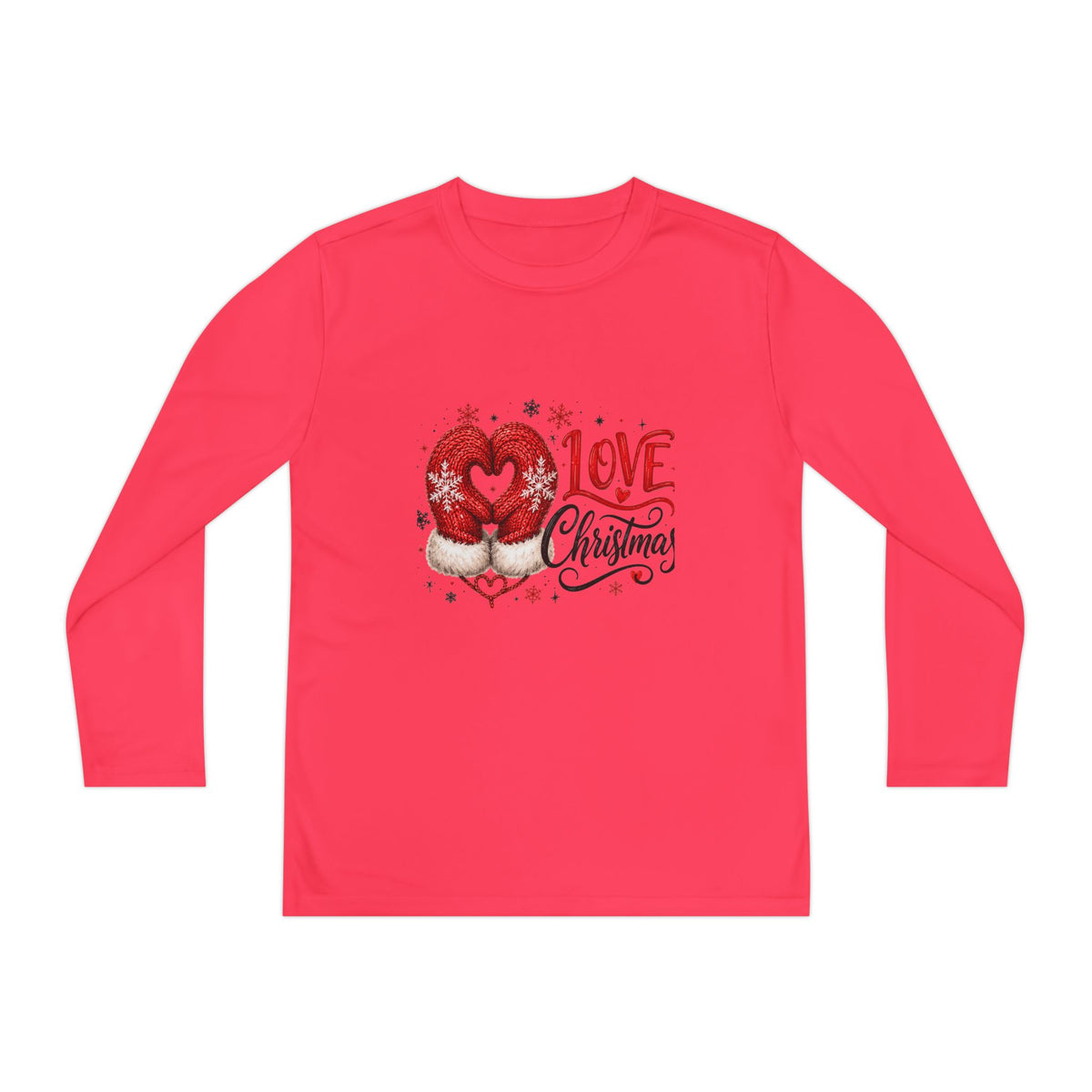 Youth Long Sleeve Tee - "Love Christmas" Festive Heart Gnome Design