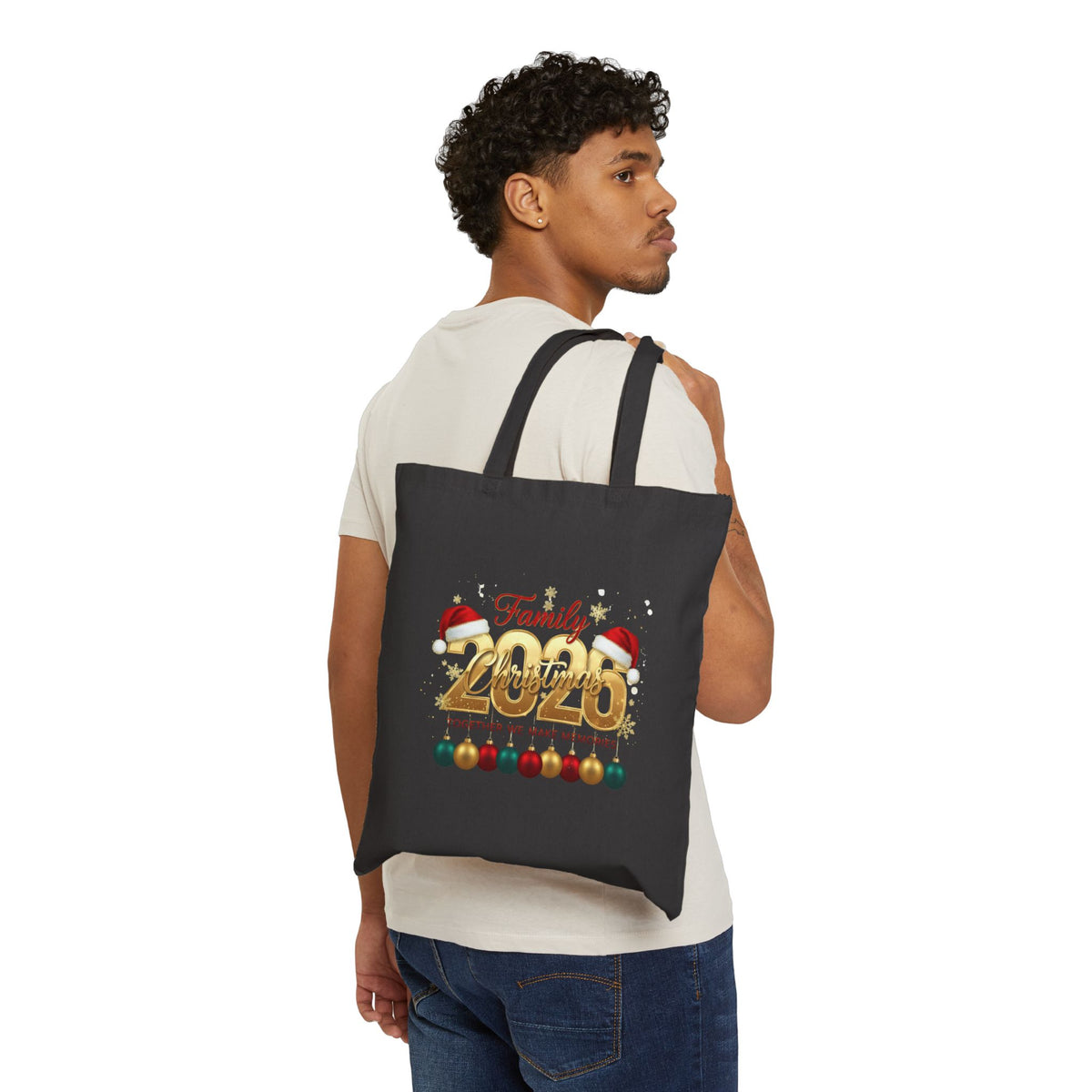 2026 Family Christmas Tote Bag - Holiday Canvas Shopping Bag