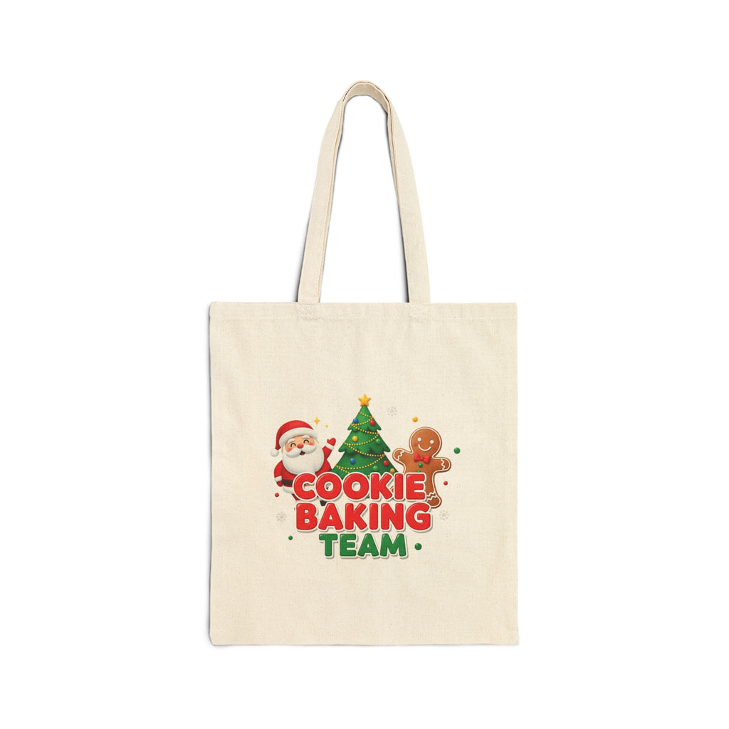Cookie Baking Team Tote Bag — Christmas Santa & Gingerbread Holiday Canvas Tote
