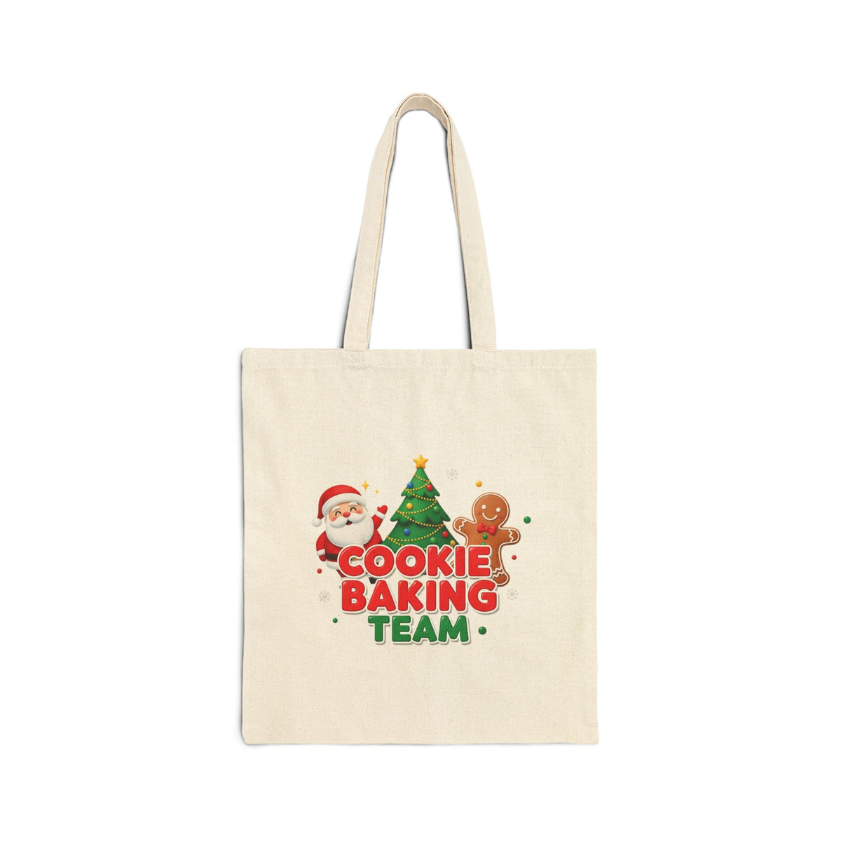 Cookie Baking Team Tote Bag — Christmas Santa & Gingerbread Holiday Canvas Tote
