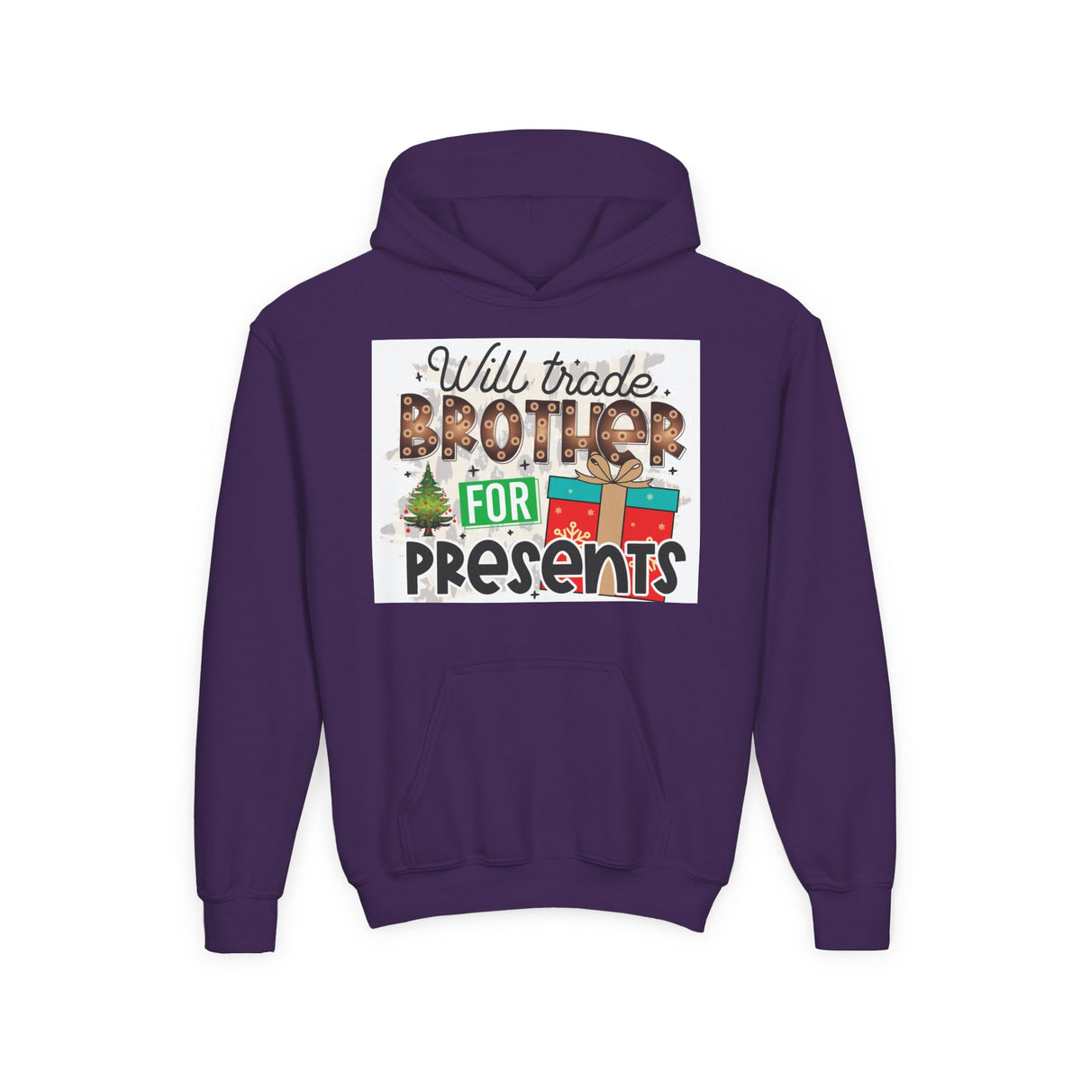 Kid’s Christmas Hoodie - "Will Trade Brother for Presents" Holiday Sweatshirt