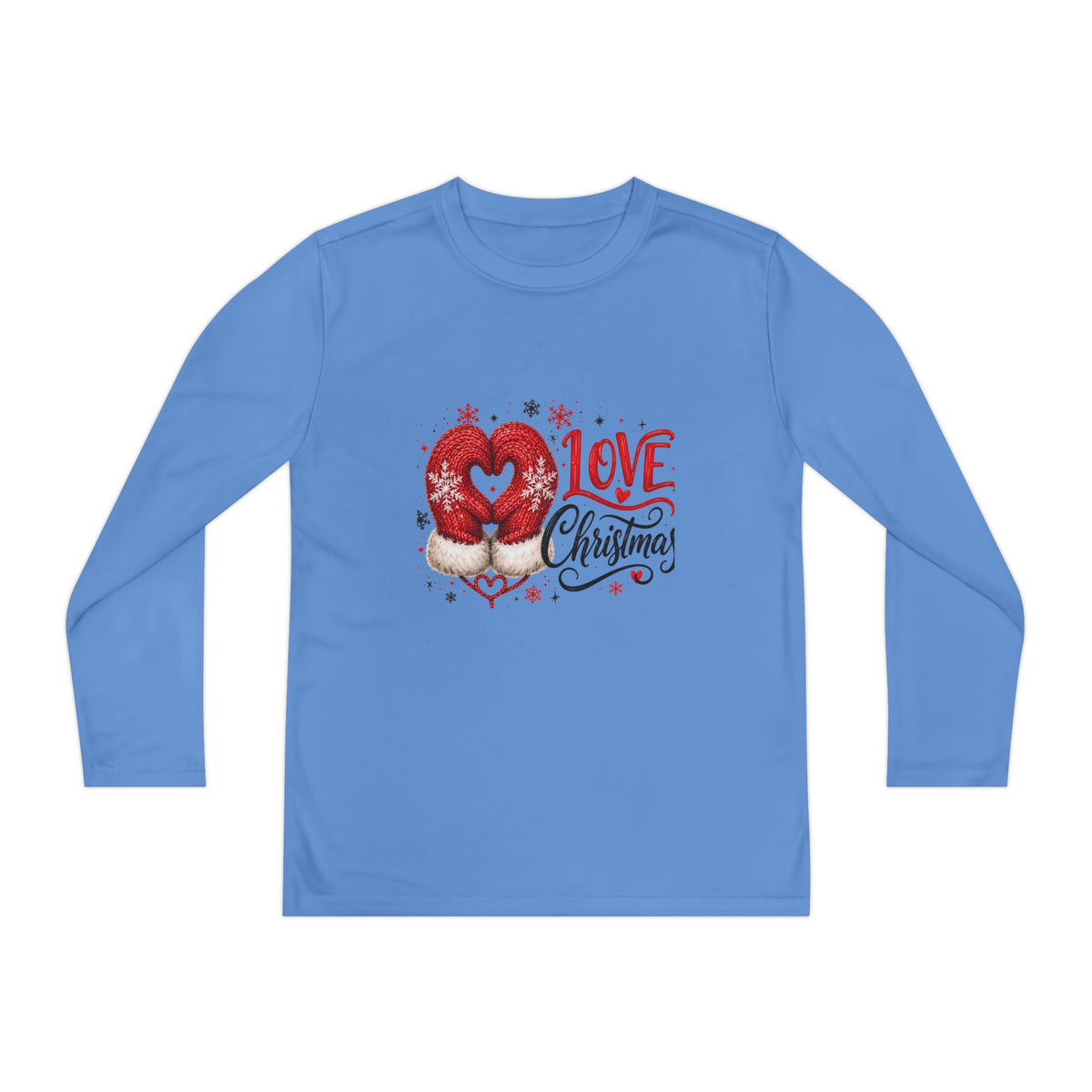 Youth Long Sleeve Tee - "Love Christmas" Festive Heart Gnome Design
