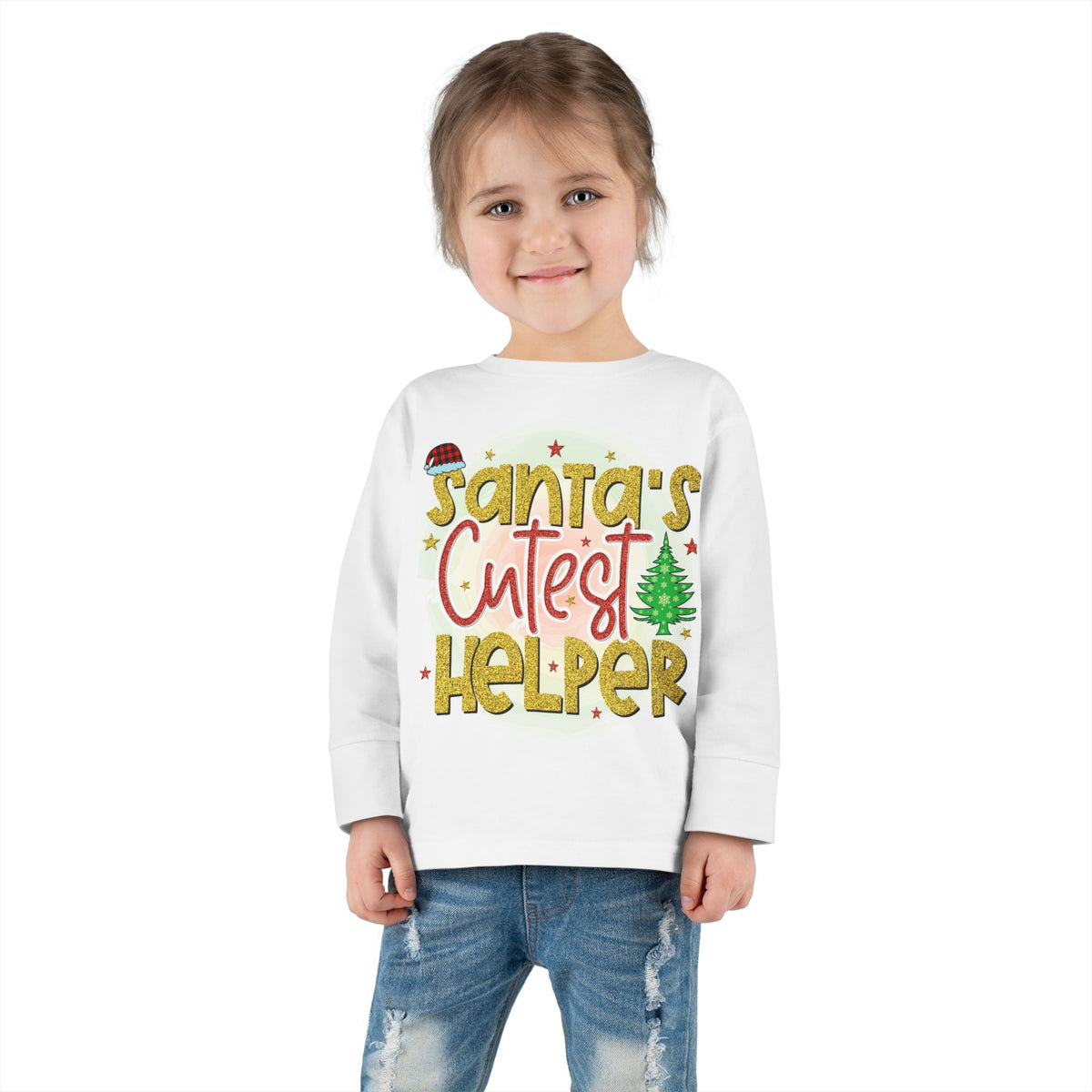 Santa's Cutest Helper Toddler Long Sleeve Tee