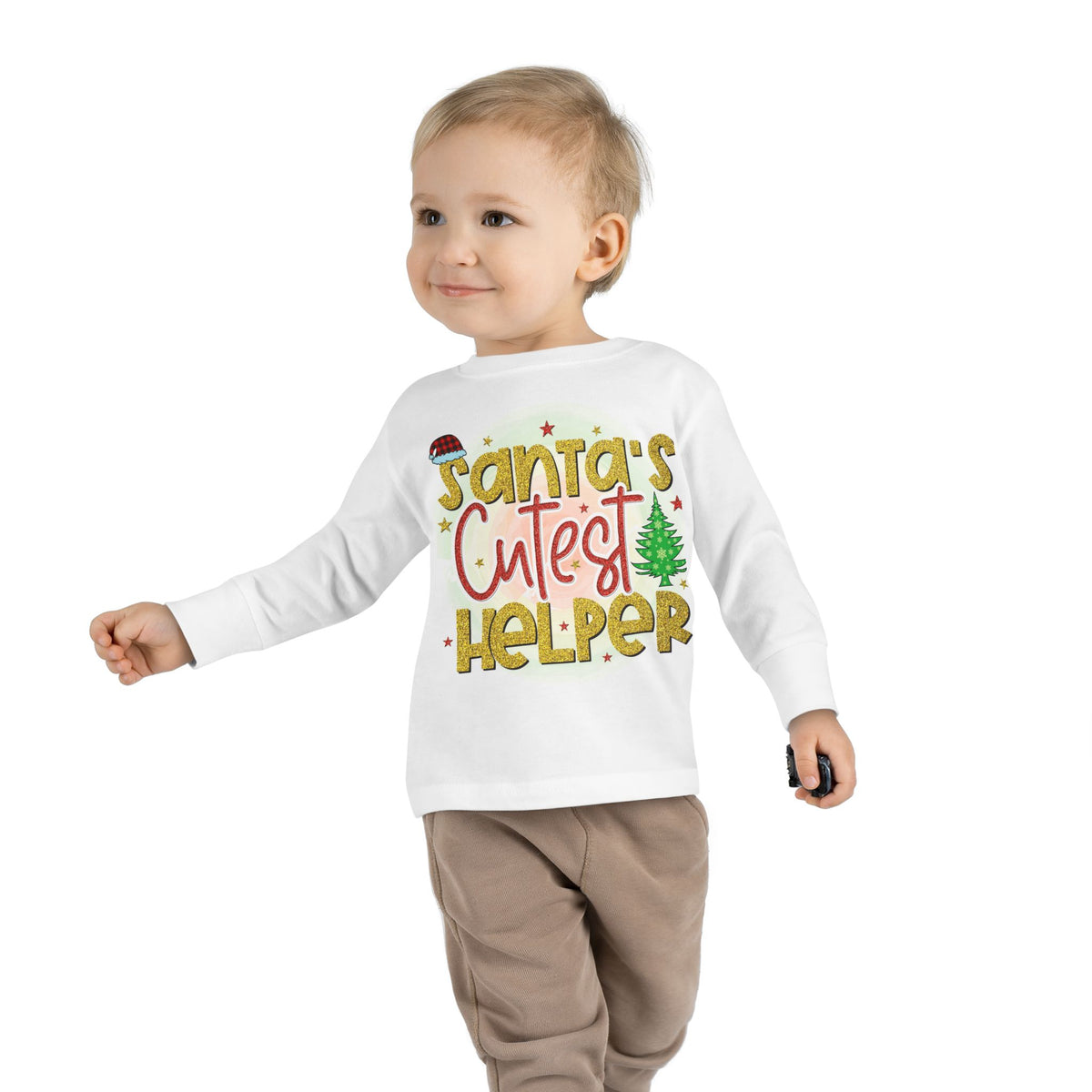 Santa's Cutest Helper Toddler Long Sleeve Tee