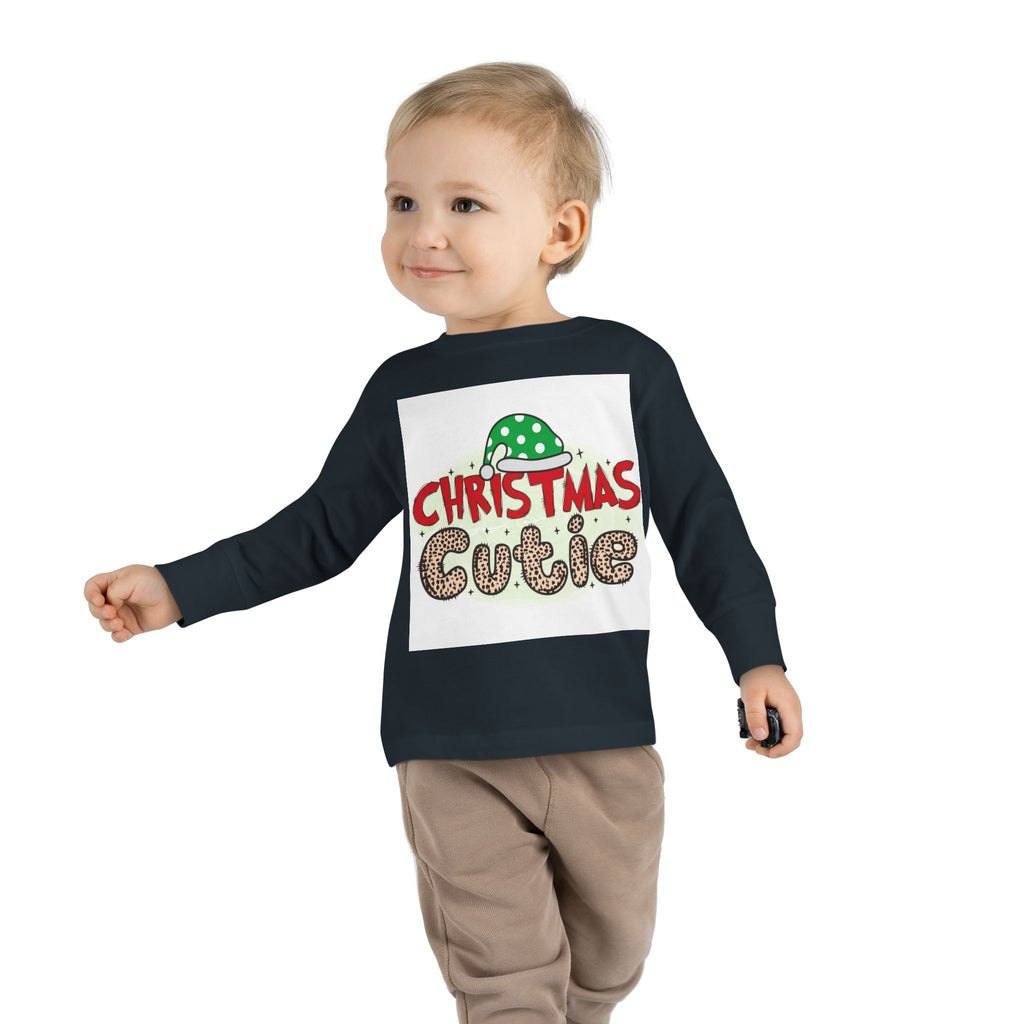 Toddler Long Sleeve Tee — "Christmas Cutie" Holiday Shirt