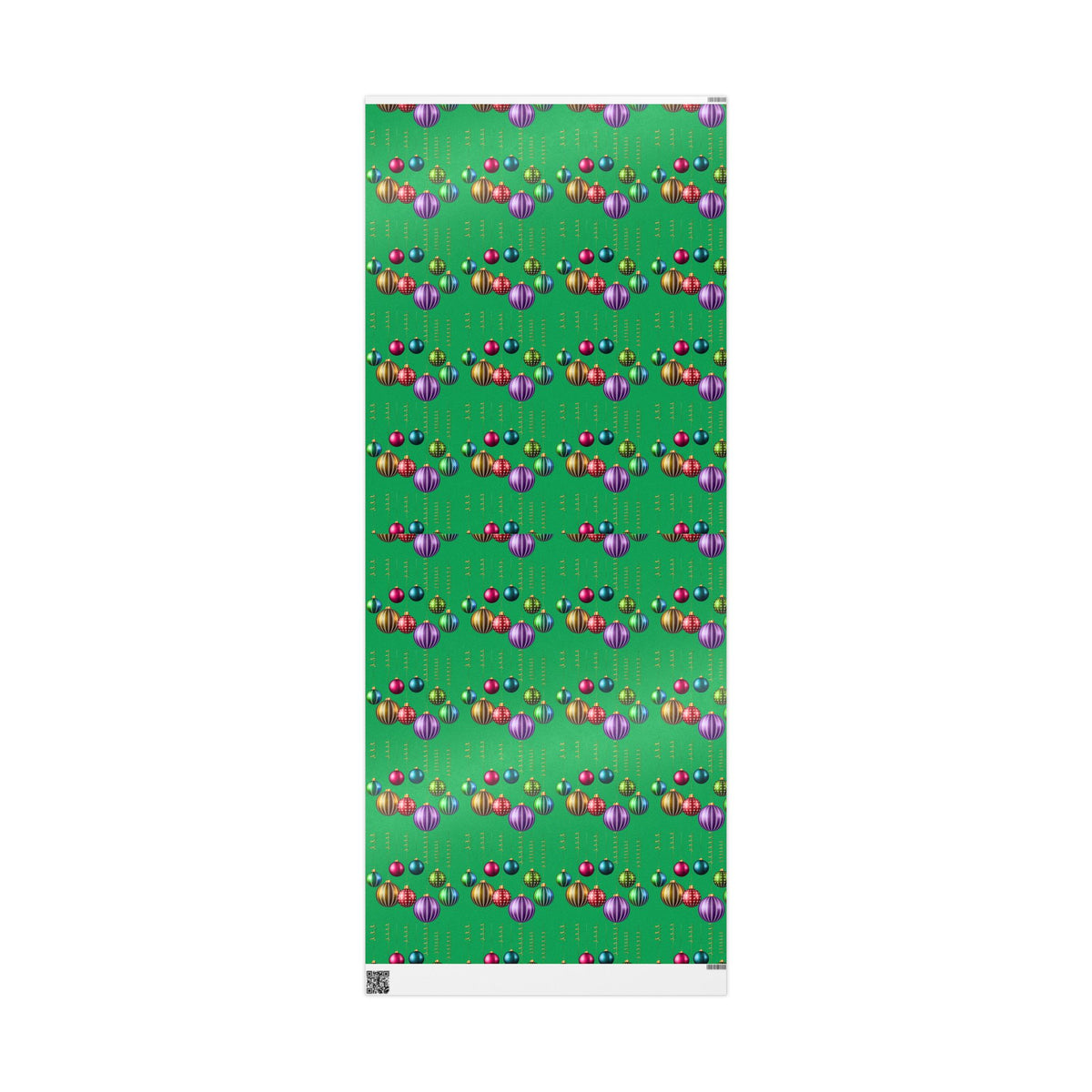Christmas Ornament Wrapping Paper - Green Holiday Gift Wrap with Vintage Baubles