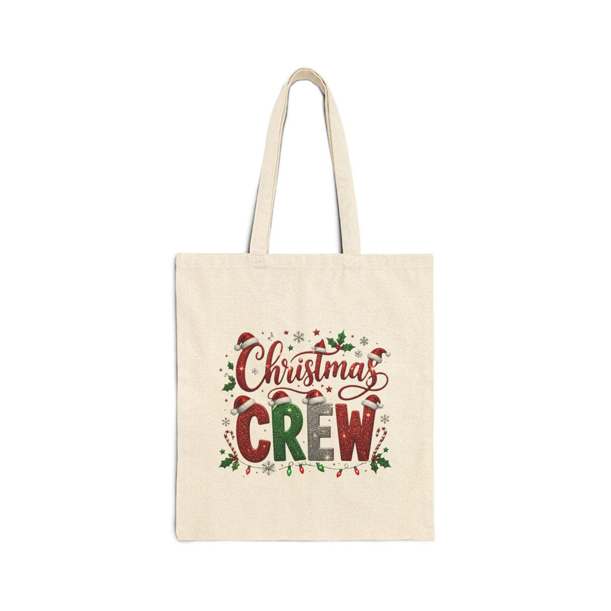 Christmas Crew Canvas Tote Bag — Festive Holiday Market Grocery Bag