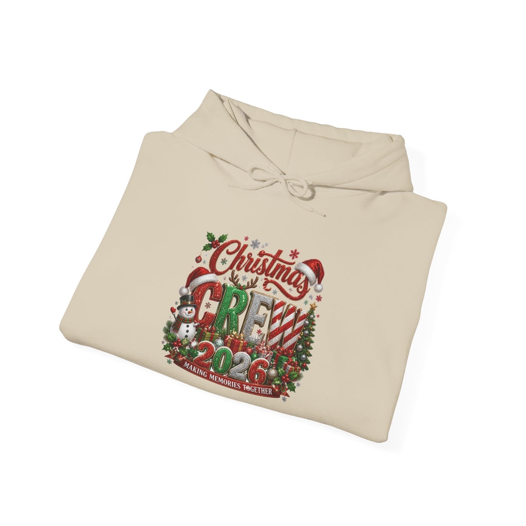 Christmas Crew Hoodie - Festive Pinecone & Wreath Holiday Sweatshirt
