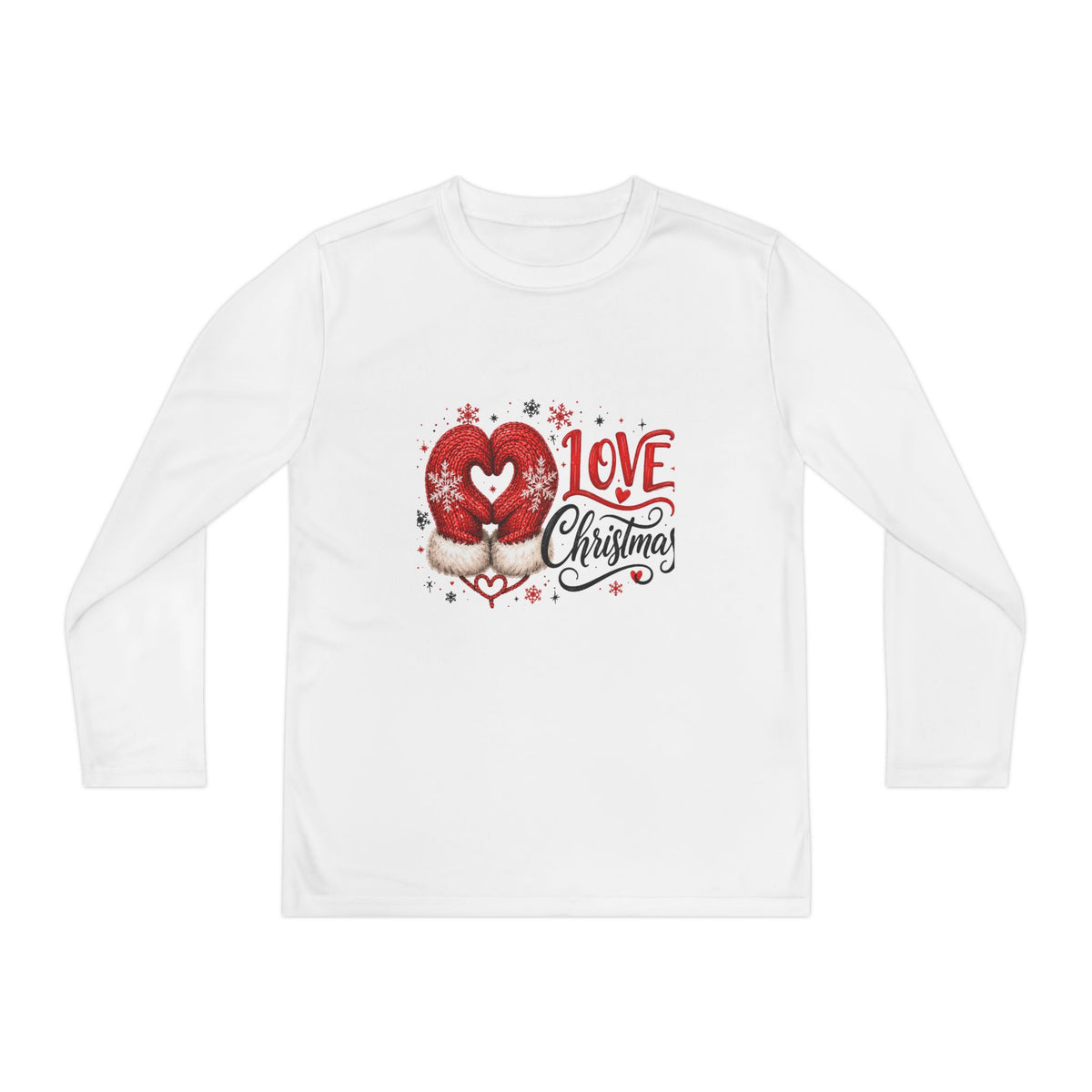 Youth Long Sleeve Tee - "Love Christmas" Festive Heart Gnome Design