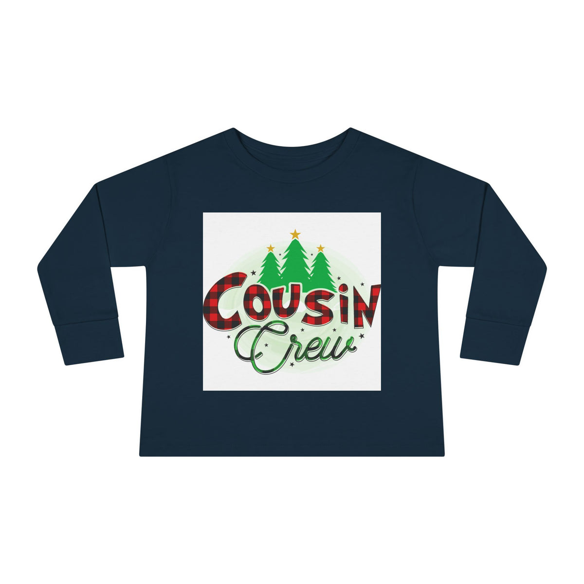 Cousin Crew Toddler Long Sleeve Tee — Christmas Plaid Holiday Shirt for Kids