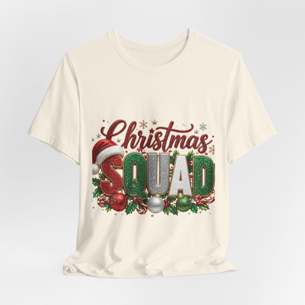 Christmas Squad T-Shirt – Festive Holiday Tee with Santa Hat & Ornaments