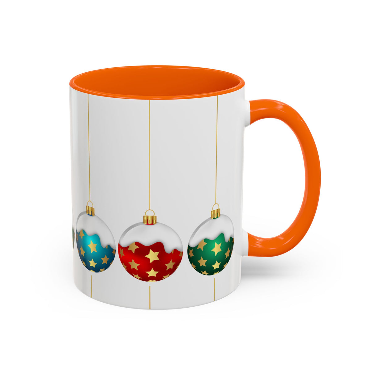 Holiday Ornament Accent Coffee Mug — Festive Christmas Baubles (11/15oz)