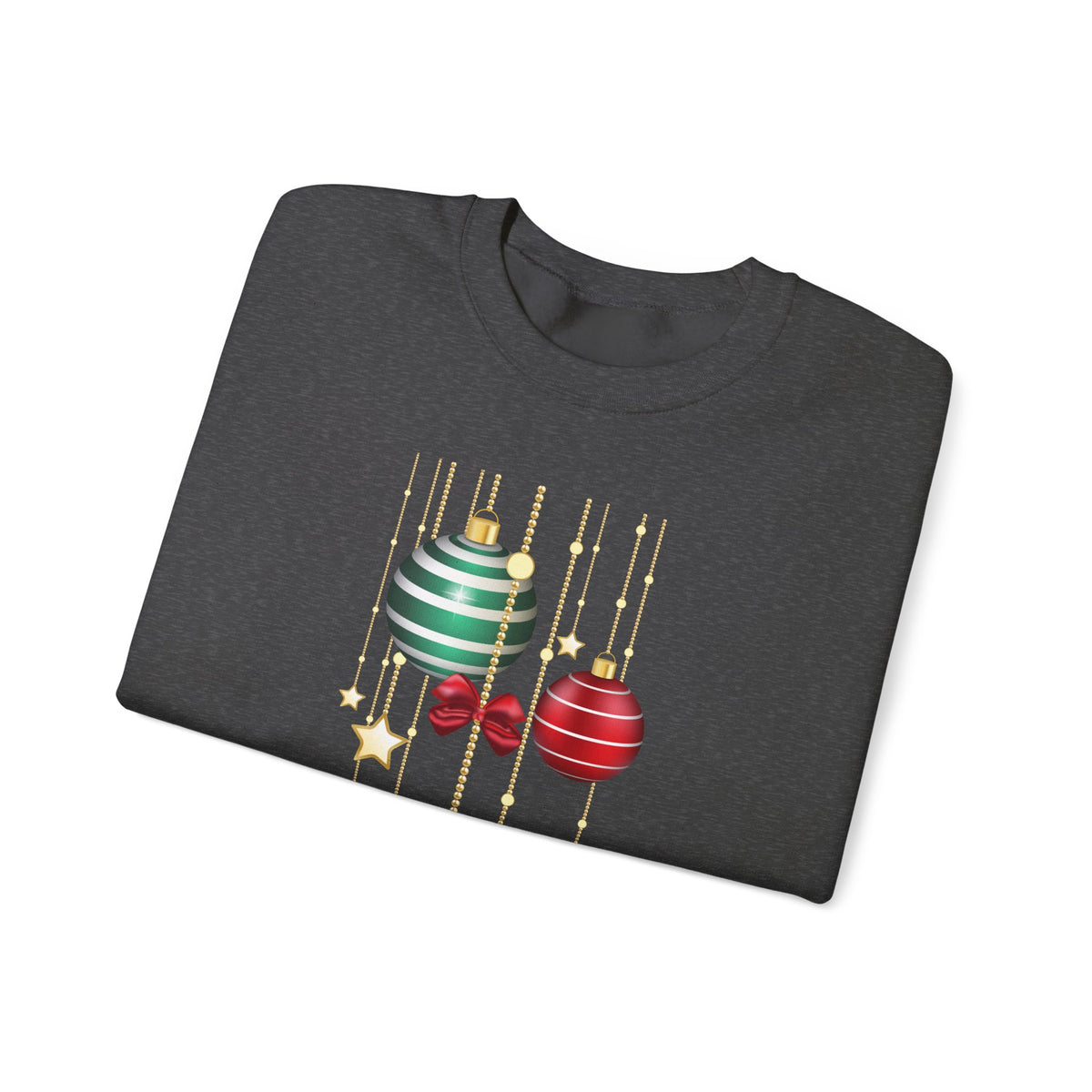 Holiday Ornaments Crewneck Sweatshirt — Hanging Baubles & Stars Christmas Sweater