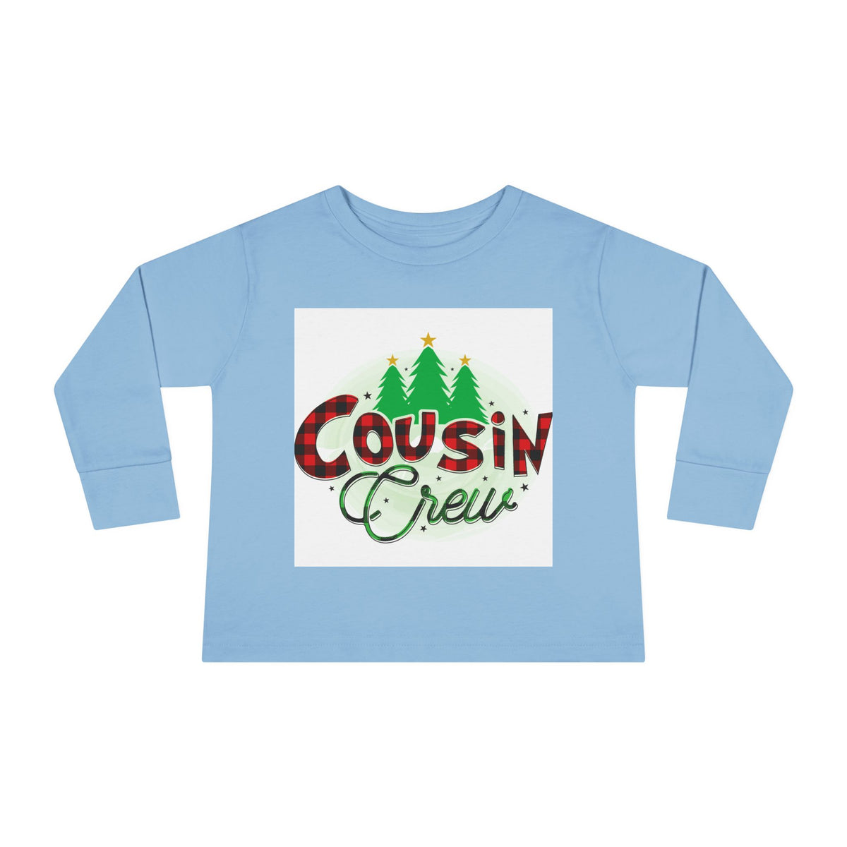 Cousin Crew Toddler Long Sleeve Tee — Christmas Plaid Holiday Shirt for Kids