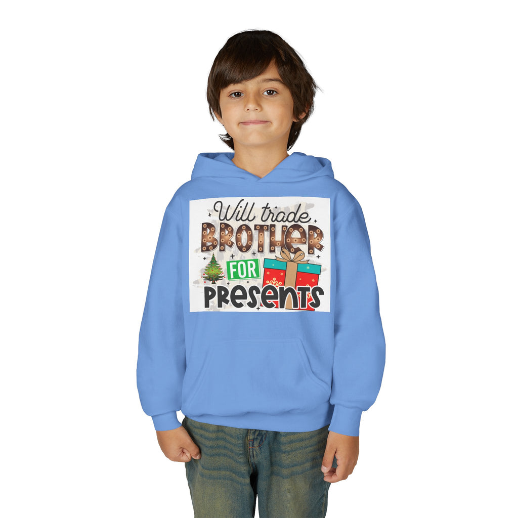 Kid’s Christmas Hoodie - "Will Trade Brother for Presents" Holiday Sweatshirt