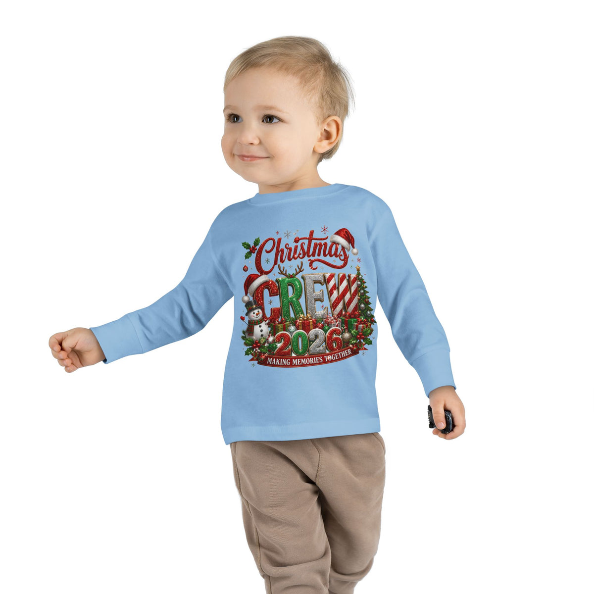 Toddler Long Sleeve Tee — "Christmas Crew 2026" Holiday Shirt