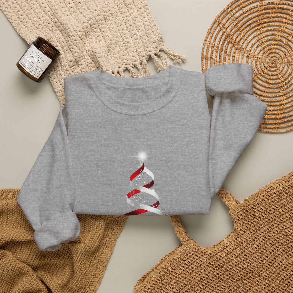 Christmas Ribbon Tree Crewneck Sweatshirt — Minimal Holiday Pullover