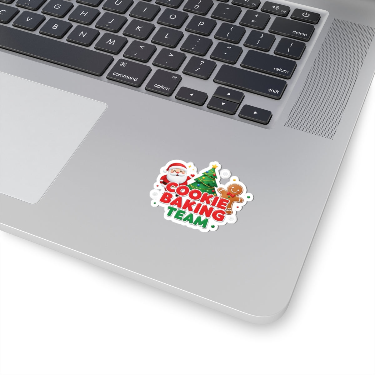 Cookie Baking Team Sticker — Festive Christmas Santa, Tree & Gingerbread Kiss-Cut Sticker