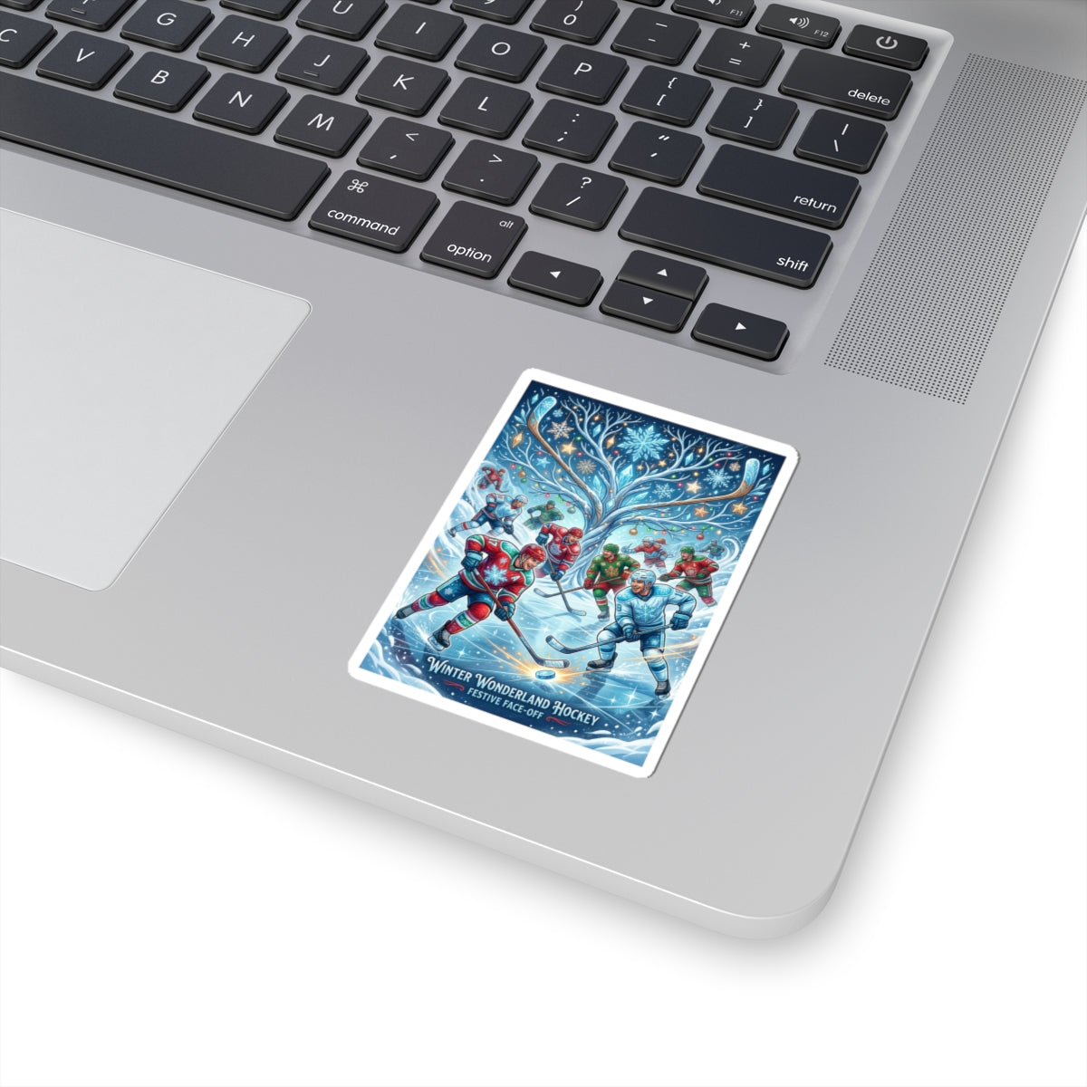 Winter Wonderland Hockey Sticker — Festive Face-Off Kiss-Cut Sticker