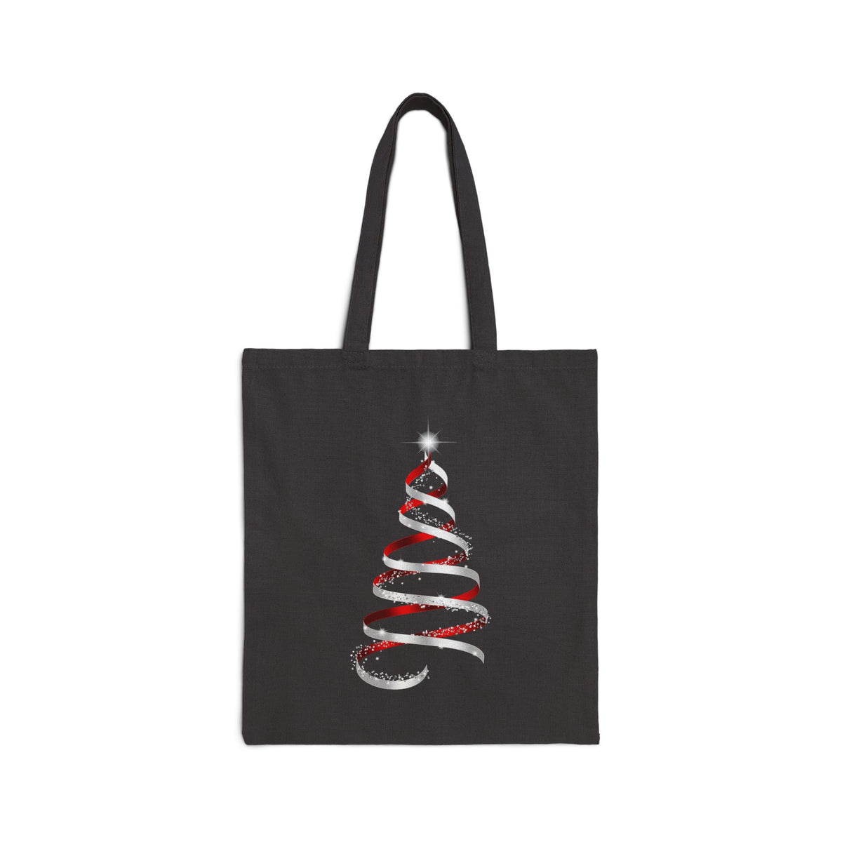Canvas Tote Bag – Minimal Red Ribbon Christmas Tree Holiday Shopper