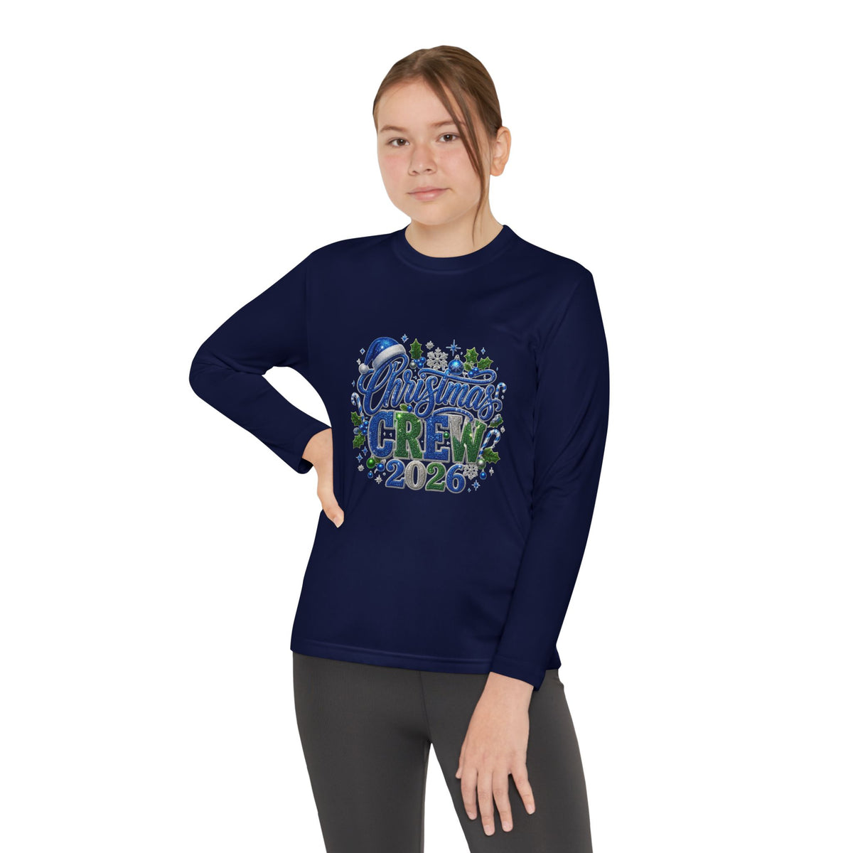 Youth Long Sleeve Tee — "Christmas Crew 2026" Holiday Shirt