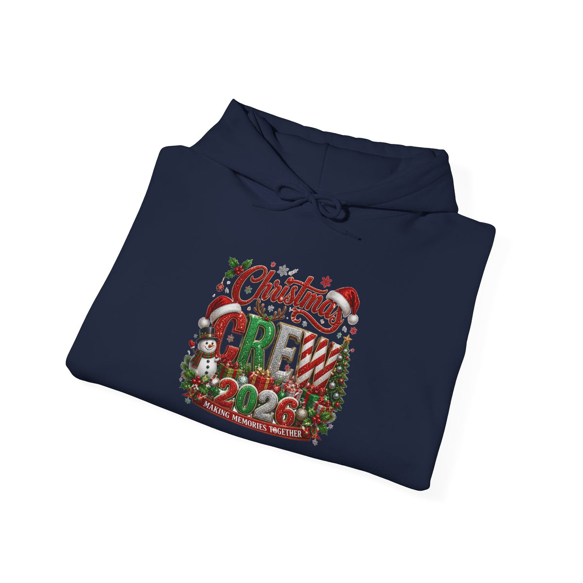 Christmas Crew Hoodie - Festive Pinecone & Wreath Holiday Sweatshirt