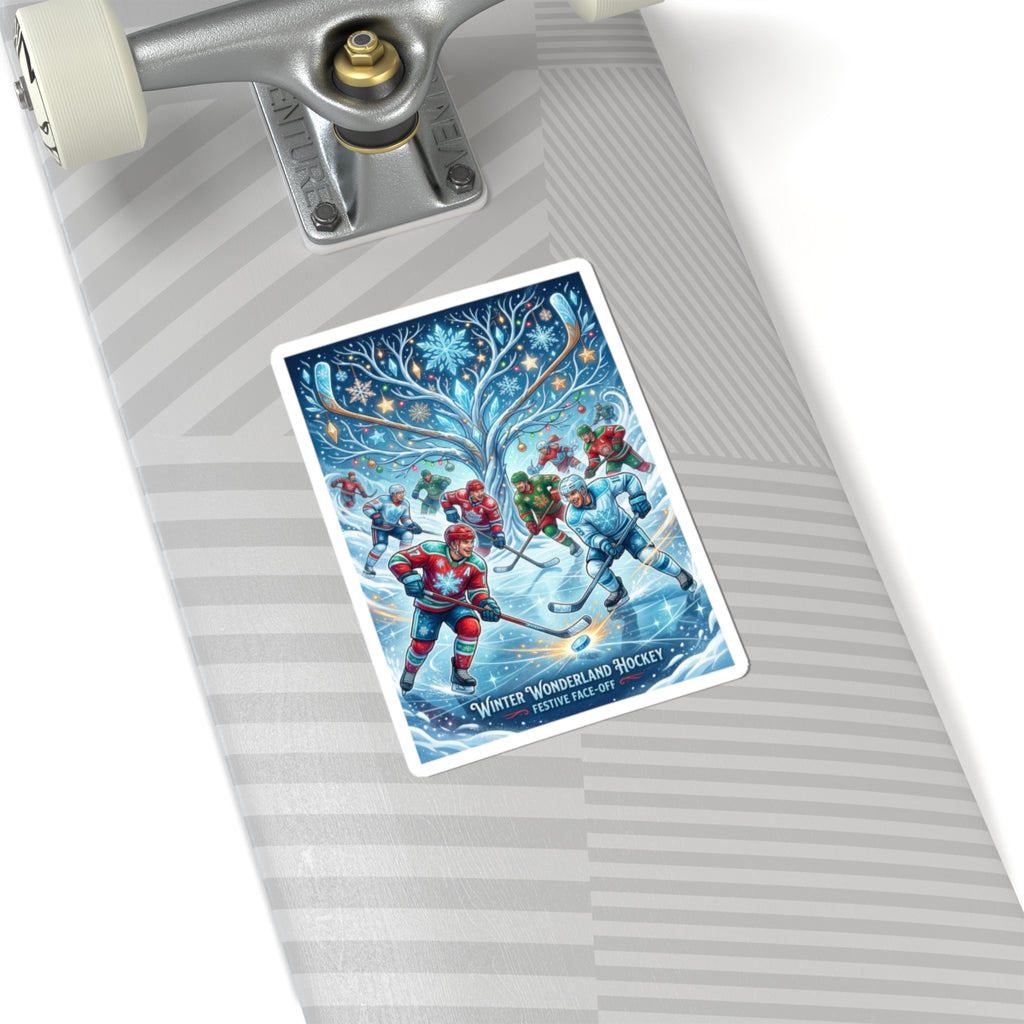 Winter Wonderland Hockey Sticker — Festive Face-Off Kiss-Cut Sticker