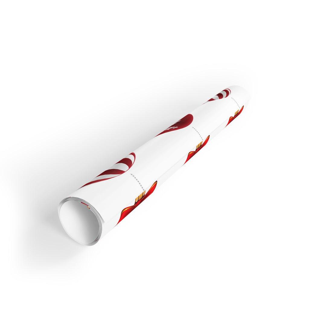 Christmas Ornament Gift Wrap Roll — Red Striped & Snowflake Bauble Wrapping Paper