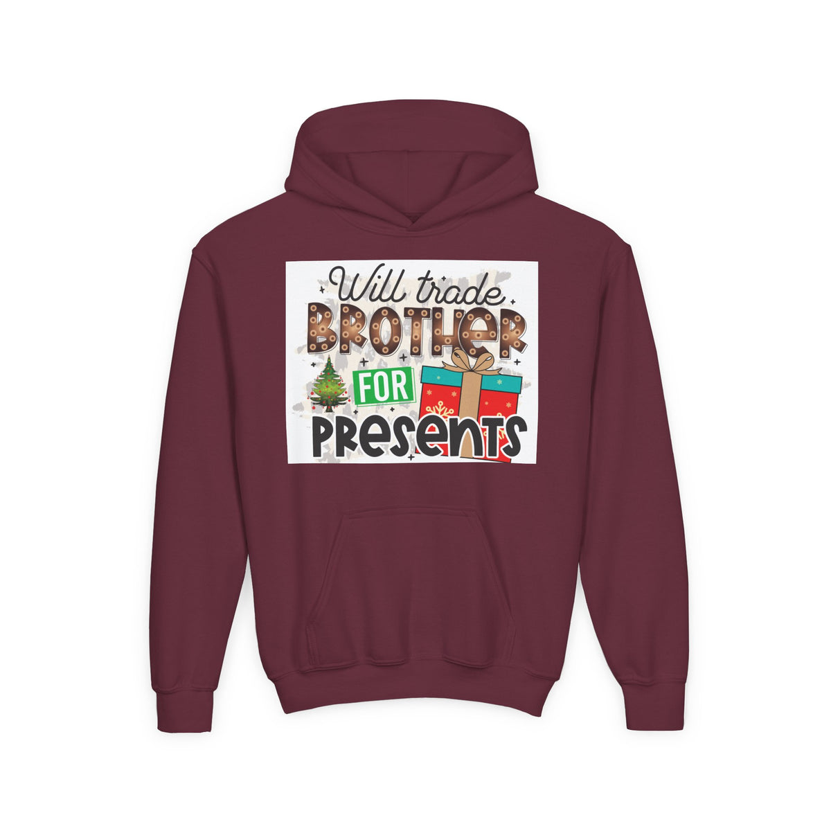 Kid’s Christmas Hoodie - "Will Trade Brother for Presents" Holiday Sweatshirt
